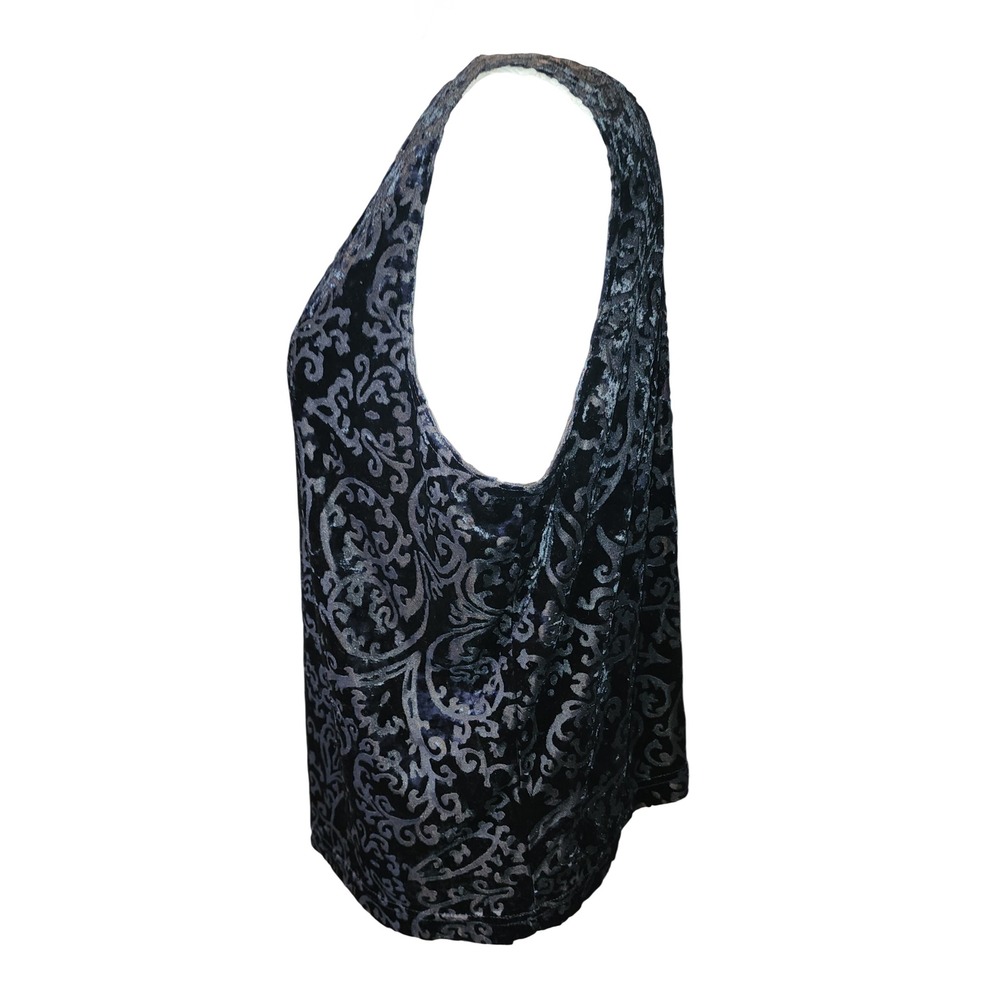 Black Burnout Velvet Cardigan and Tank Set Damask Scroll Whimsigoth Y2K - Picture 5 of 12